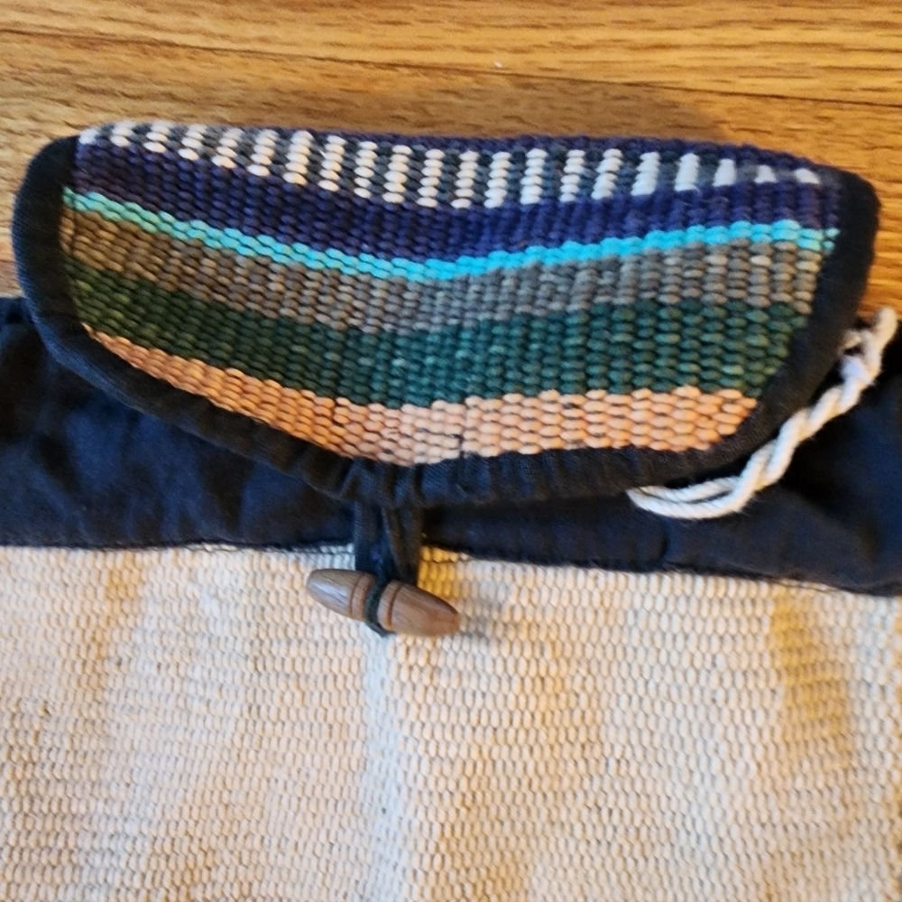 Handmade In Nepal Backpack Cotton Multicolor Stripe Hippie Festival - Picture 6 of 7